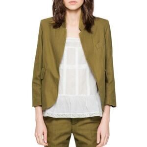 Zadig & Voltaire NWT Verys Officier Notched Lapel Cotton Linen Blazer Size 34